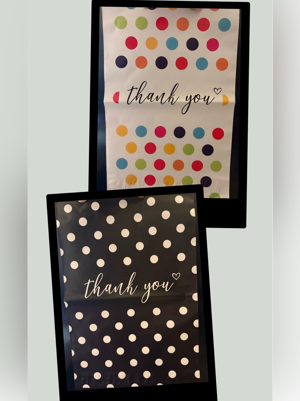 Black & Multicolored Polka Dot 10x13 Thank You Poly Mailers